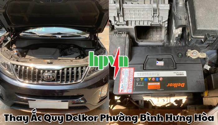 Cửa h&agrave;ng ắc quy Delkor phường B&igrave;nh Hưng H&ograve;a