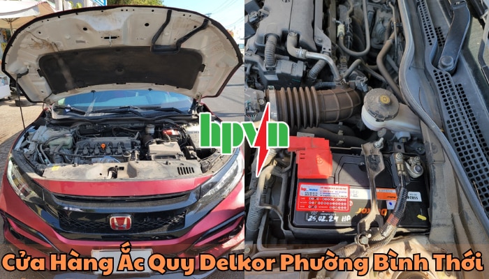 Cửa h&agrave;ng ắc quy Delkor phường B&igrave;nh Thới