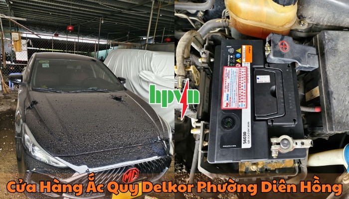 Cửa h&agrave;ng ắc quy Delkor phường Di&ecirc;n Hồng