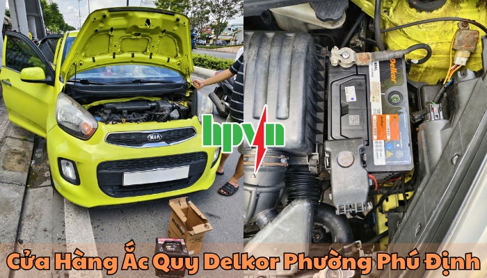 Cửa h&agrave;ng ắc quy Delkor phường Ph&uacute; Định