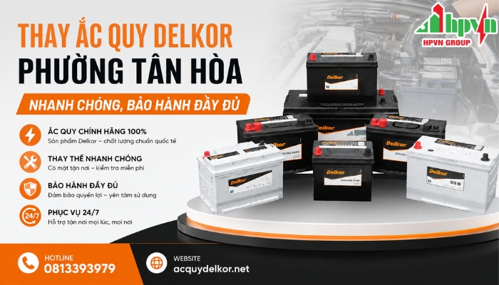 Cửa H&agrave;ng Ắc Quy Delkor Phường T&acirc;n H&ograve;a Ch&iacute;nh H&atilde;ng