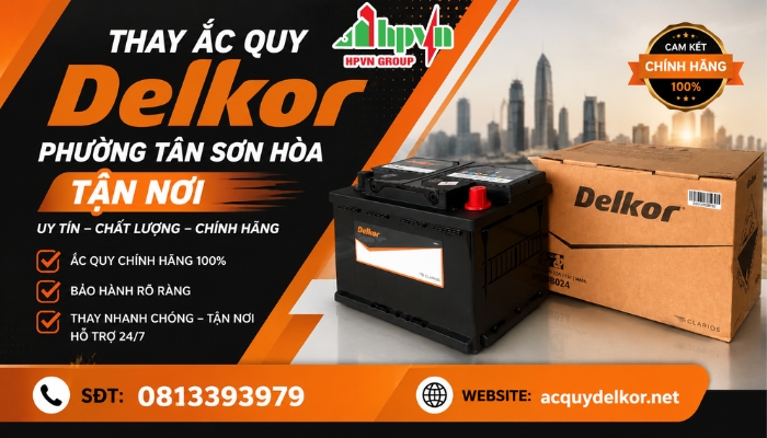 Cửa H&agrave;ng Ắc Quy Delkor Phường T&acirc;n Sơn H&ograve;a