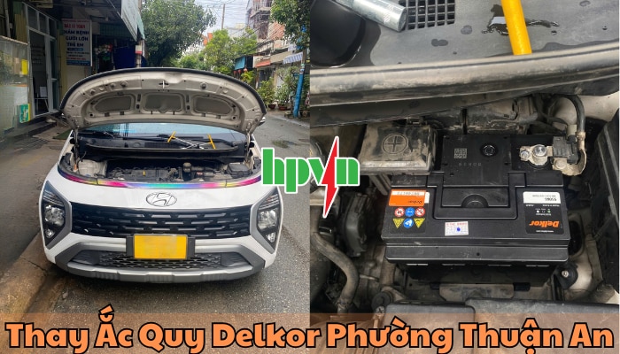 Thay b&igrave;nh ắc quy Delkor phường Thuận An
