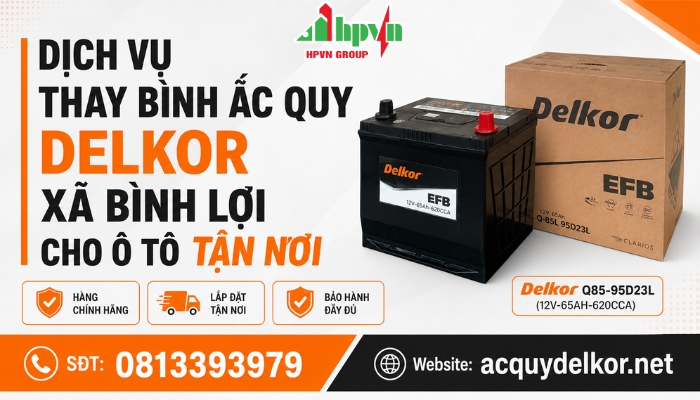 Cửa H&agrave;ng Ắc Quy Delkor X&atilde; B&igrave;nh Lợi