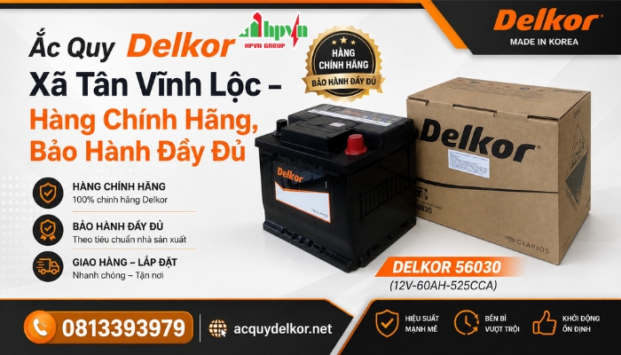 Cửa H&agrave;ng Ắc Quy Delkor X&atilde; T&acirc;n Vĩnh Lộc